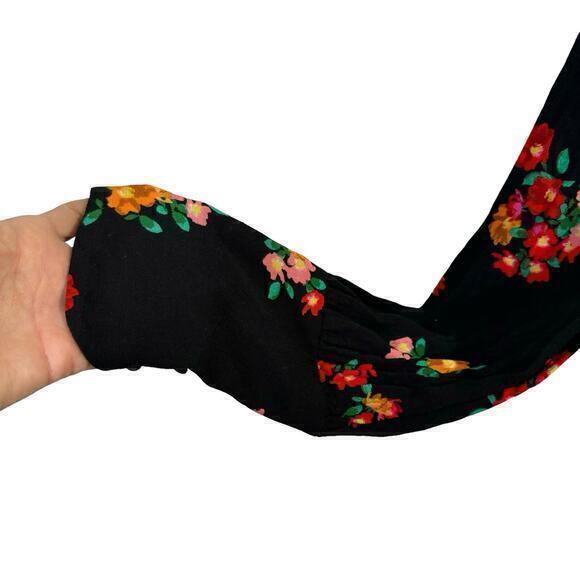 Zara Long Sleeve Floral Dress Black Size M‎ - Picture 6 of 8
